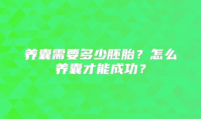 养囊需要多少胚胎？怎么养囊才能成功？