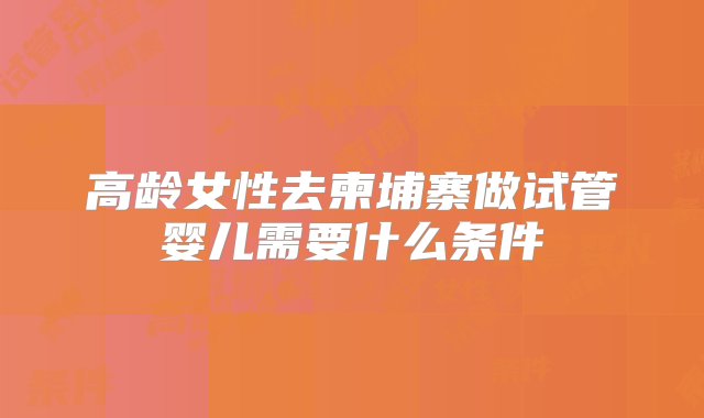 高龄女性去柬埔寨做试管婴儿需要什么条件