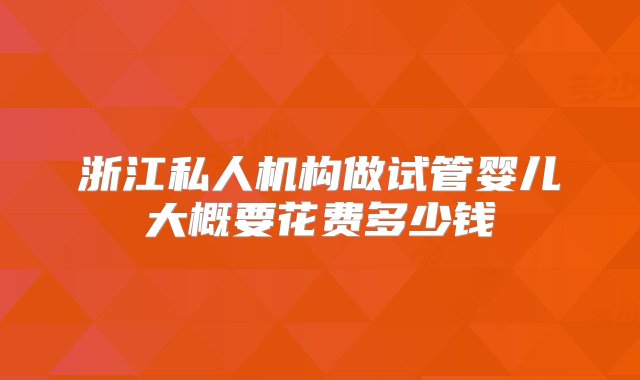 浙江私人机构做试管婴儿大概要花费多少钱