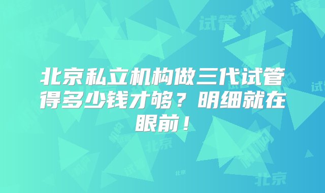 北京私立机构做三代试管得多少钱才够？明细就在眼前！