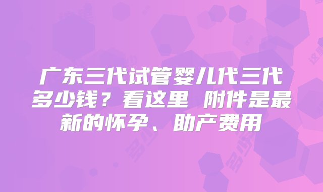 广东三代试管婴儿代三代多少钱？看这里 附件是最新的怀孕、助产费用