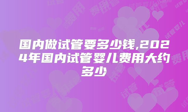 国内做试管要多少钱,2024年国内试管婴儿费用大约多少