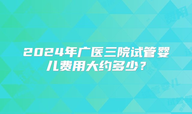 2024年广医三院试管婴儿费用大约多少？