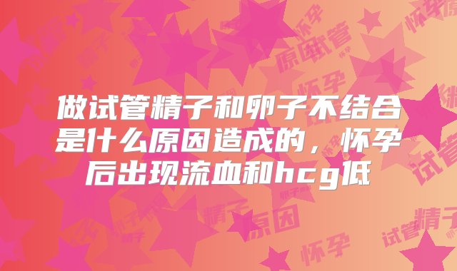 做试管精子和卵子不结合是什么原因造成的，怀孕后出现流血和hcg低