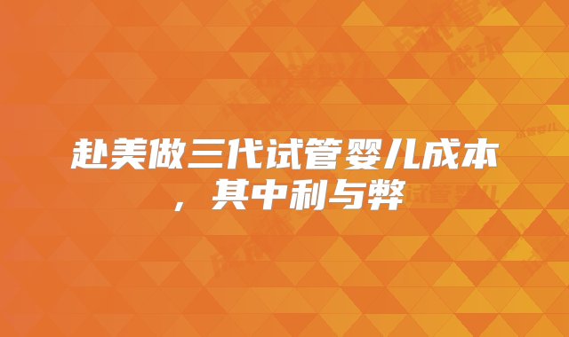 赴美做三代试管婴儿成本，其中利与弊