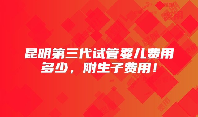 昆明第三代试管婴儿费用多少，附生子费用！