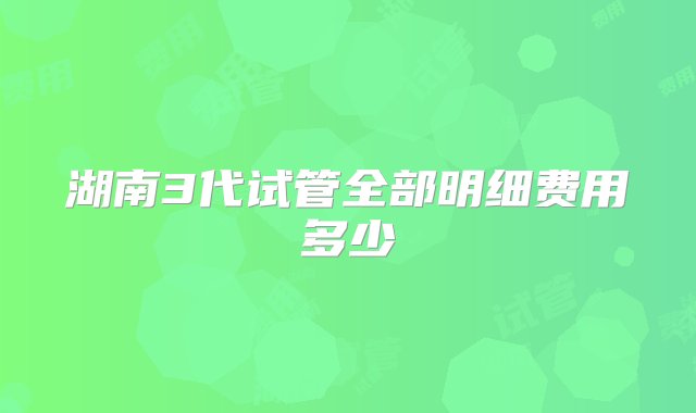 湖南3代试管全部明细费用多少