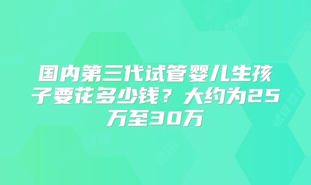 国内第三代试管婴儿生孩子要花多少钱？大约为25万至30万