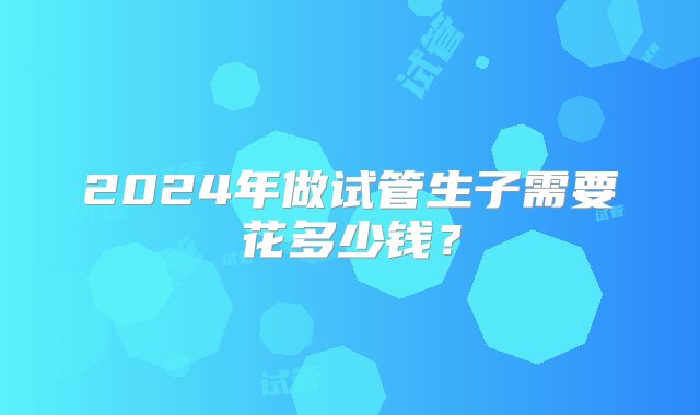 2024年做试管生子需要花多少钱？