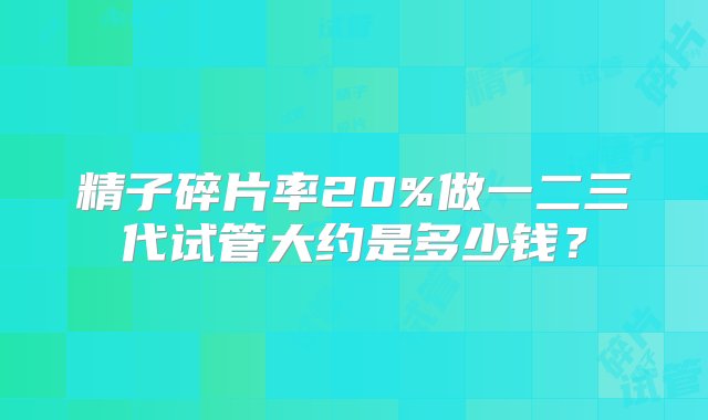 精子碎片率20%做一二三代试管大约是多少钱？