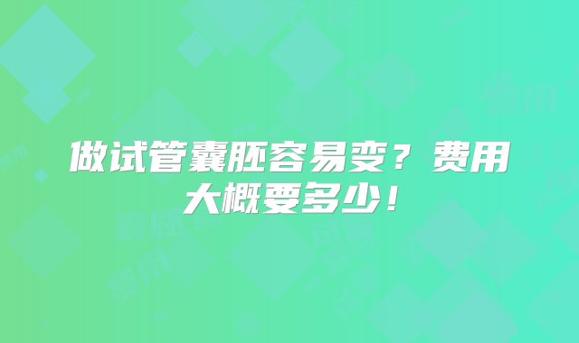 做试管囊胚容易变？费用大概要多少！