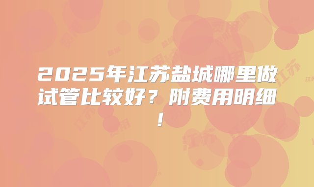 2025年江苏盐城哪里做试管比较好？附费用明细！