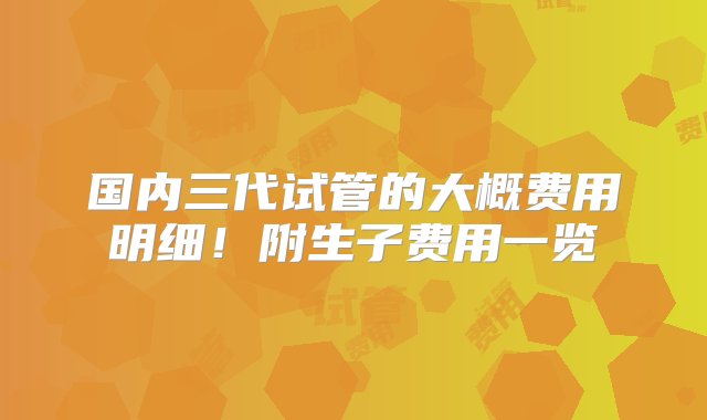 国内三代试管的大概费用明细！附生子费用一览