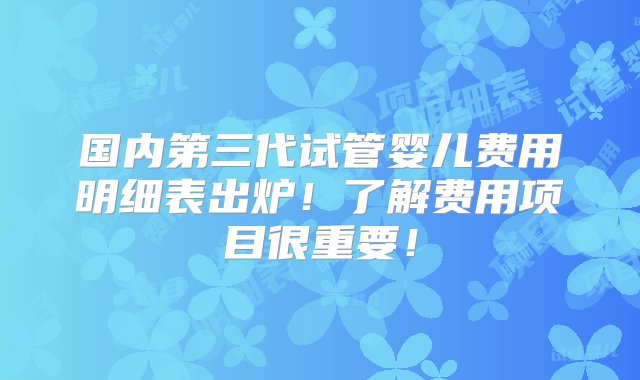 国内第三代试管婴儿费用明细表出炉！了解费用项目很重要！