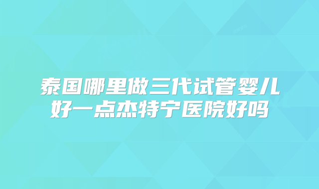 泰国哪里做三代试管婴儿好一点杰特宁医院好吗