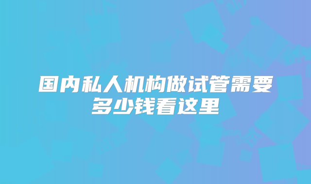 国内私人机构做试管需要多少钱看这里