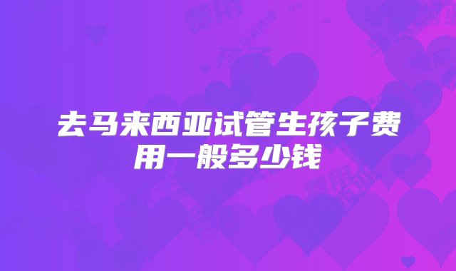 去马来西亚试管生孩子费用一般多少钱