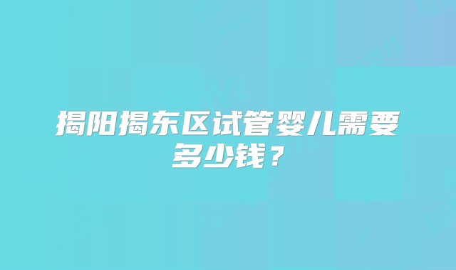 揭阳揭东区试管婴儿需要多少钱？