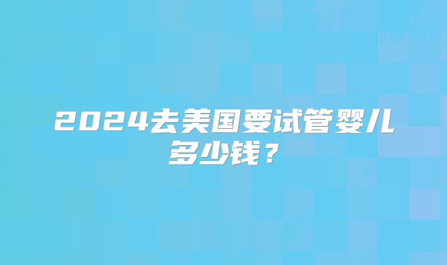 2024去美国要试管婴儿多少钱？