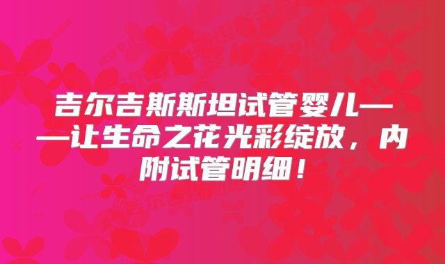 吉尔吉斯斯坦试管婴儿——让生命之花光彩绽放，内附试管明细！