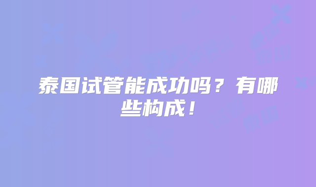 泰国试管能成功吗？有哪些构成！