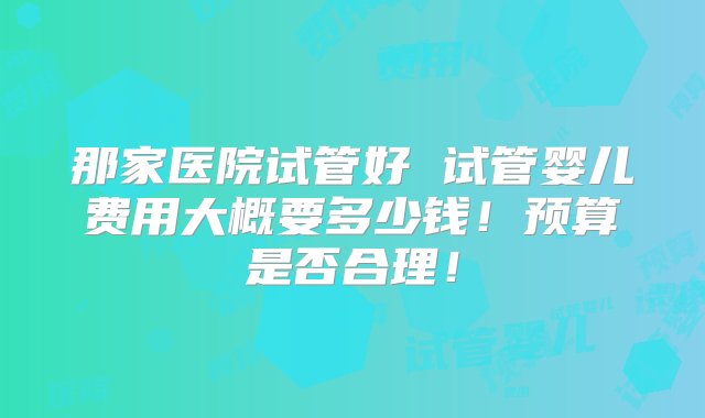 那家医院试管好 试管婴儿费用大概要多少钱！预算是否合理！