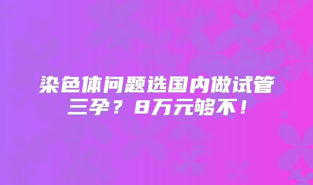 染色体问题选国内做试管三孕？8万元够不！