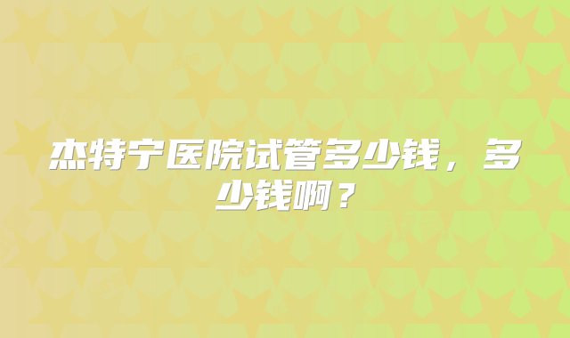 杰特宁医院试管多少钱，多少钱啊？