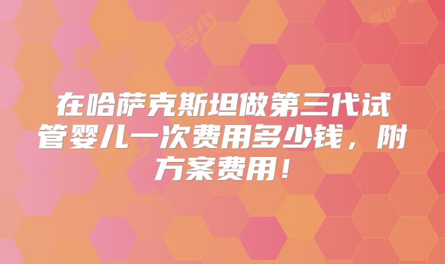 在哈萨克斯坦做第三代试管婴儿一次费用多少钱，附方案费用！