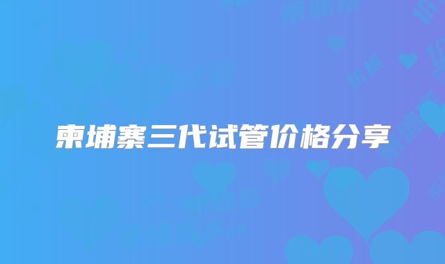 柬埔寨三代试管价格分享