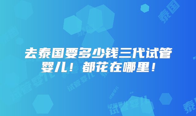 去泰国要多少钱三代试管婴儿！都花在哪里！