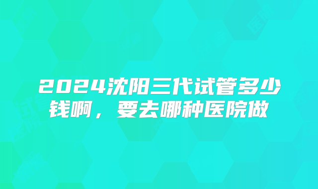 2024沈阳三代试管多少钱啊，要去哪种医院做