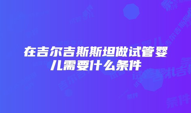 在吉尔吉斯斯坦做试管婴儿需要什么条件