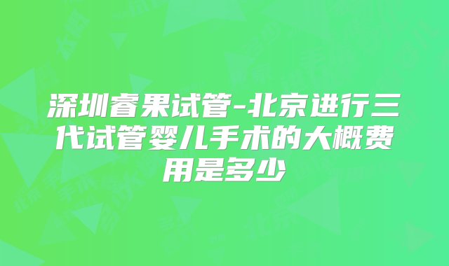 深圳睿果试管-北京进行三代试管婴儿手术的大概费用是多少