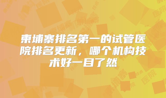 柬埔寨排名第一的试管医院排名更新，哪个机构技术好一目了然