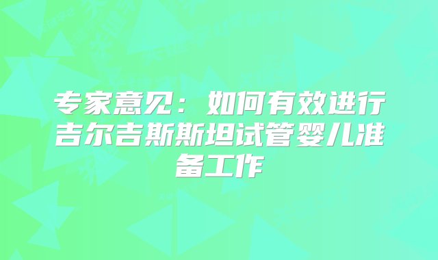 专家意见：如何有效进行吉尔吉斯斯坦试管婴儿准备工作