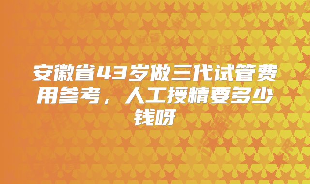 安徽省43岁做三代试管费用参考，人工授精要多少钱呀