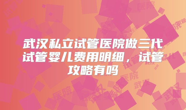 武汉私立试管医院做三代试管婴儿费用明细，试管攻略有吗