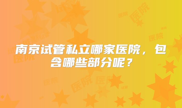 南京试管私立哪家医院，包含哪些部分呢？