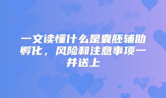 一文读懂什么是囊胚辅助孵化，风险和注意事项一并送上