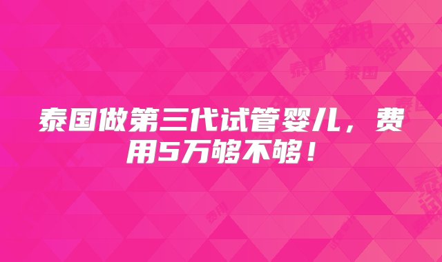 泰国做第三代试管婴儿，费用5万够不够！