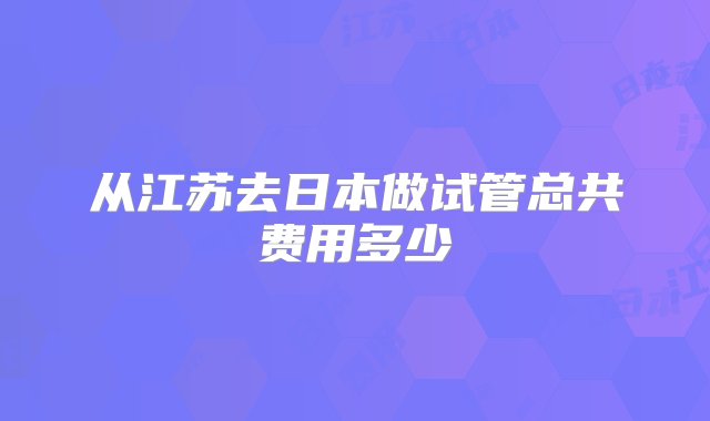 从江苏去日本做试管总共费用多少