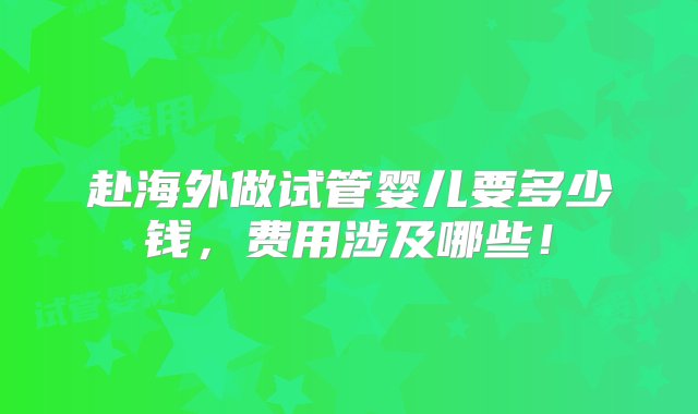 赴海外做试管婴儿要多少钱，费用涉及哪些！