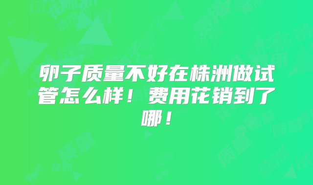 卵子质量不好在株洲做试管怎么样！费用花销到了哪！