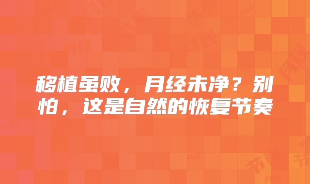 移植虽败，月经未净？别怕，这是自然的恢复节奏