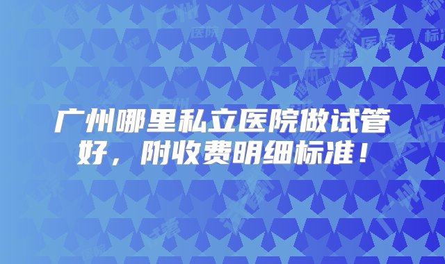 广州哪里私立医院做试管好，附收费明细标准！