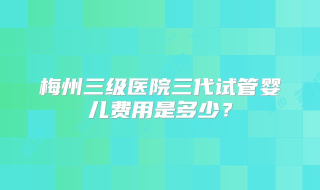 梅州三级医院三代试管婴儿费用是多少？