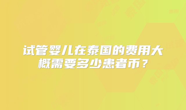 试管婴儿在泰国的费用大概需要多少患者币？