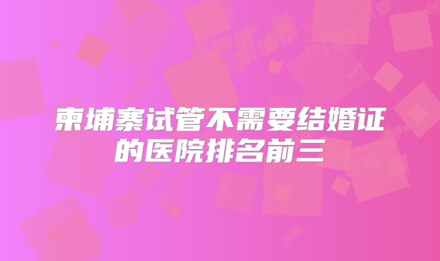 柬埔寨试管不需要结婚证的医院排名前三