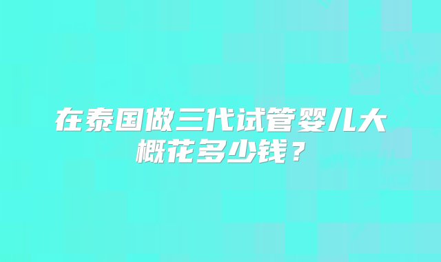 在泰国做三代试管婴儿大概花多少钱？